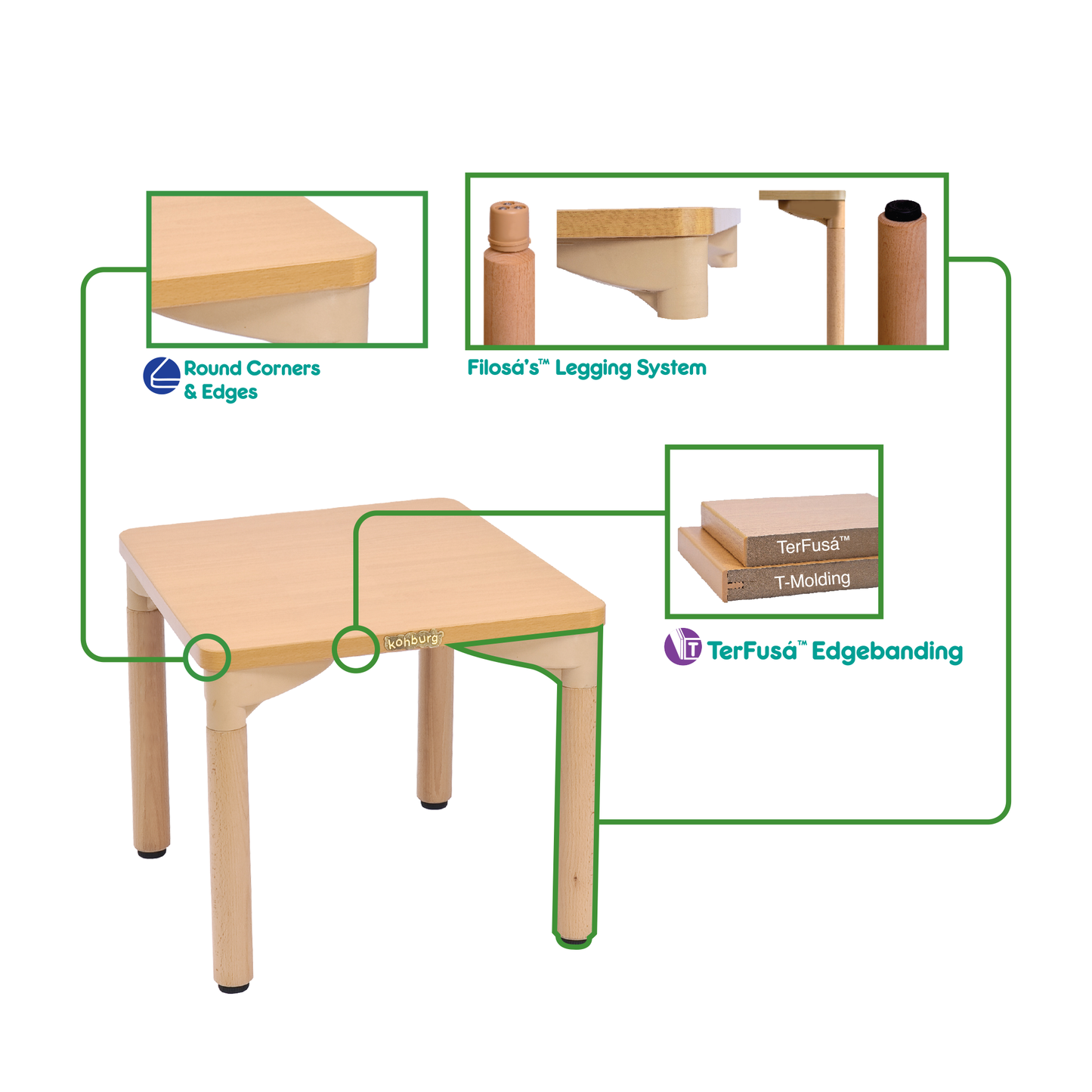 30" x 30" Square Table - 20" Height