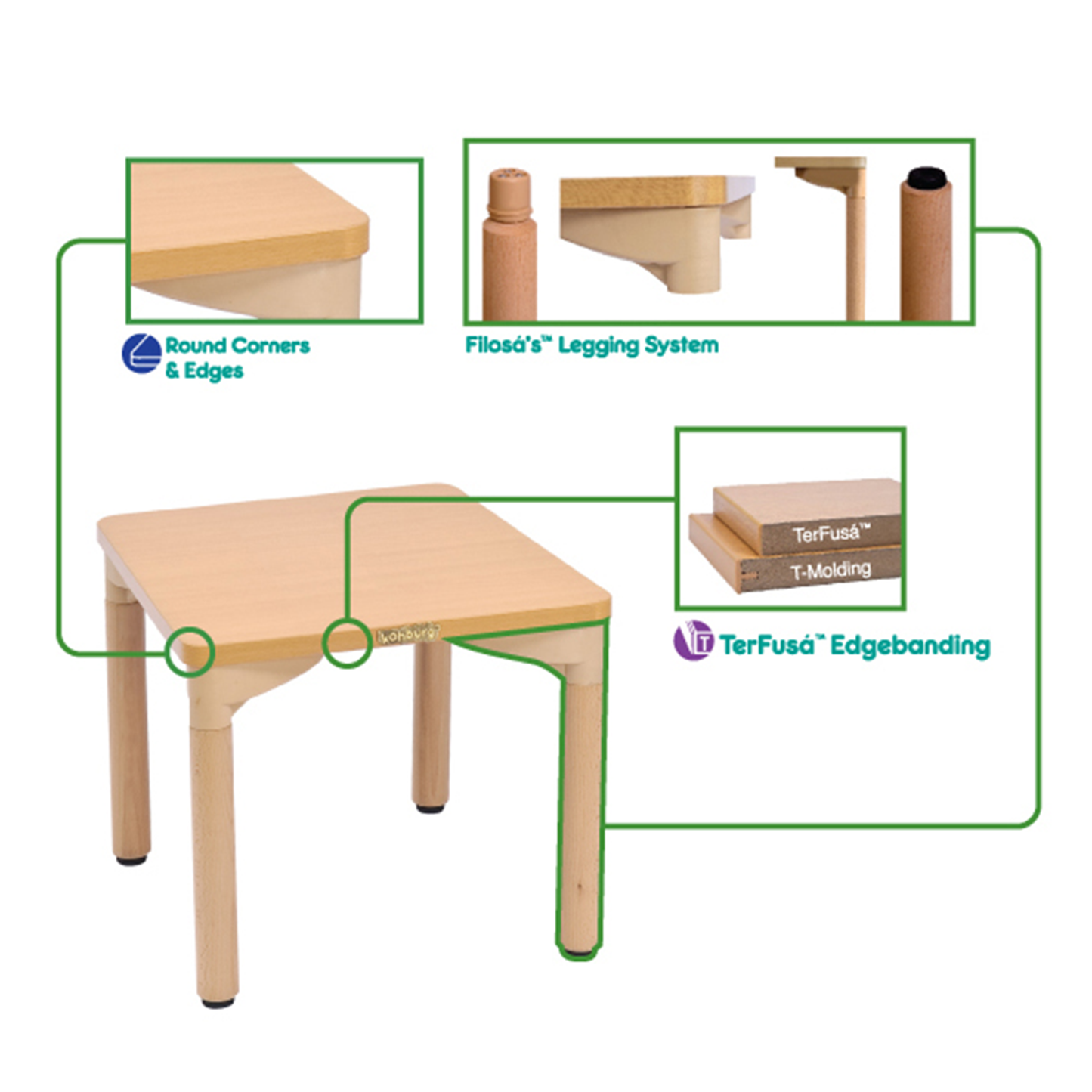 30" x 24" Rectangular Table - 16" Height