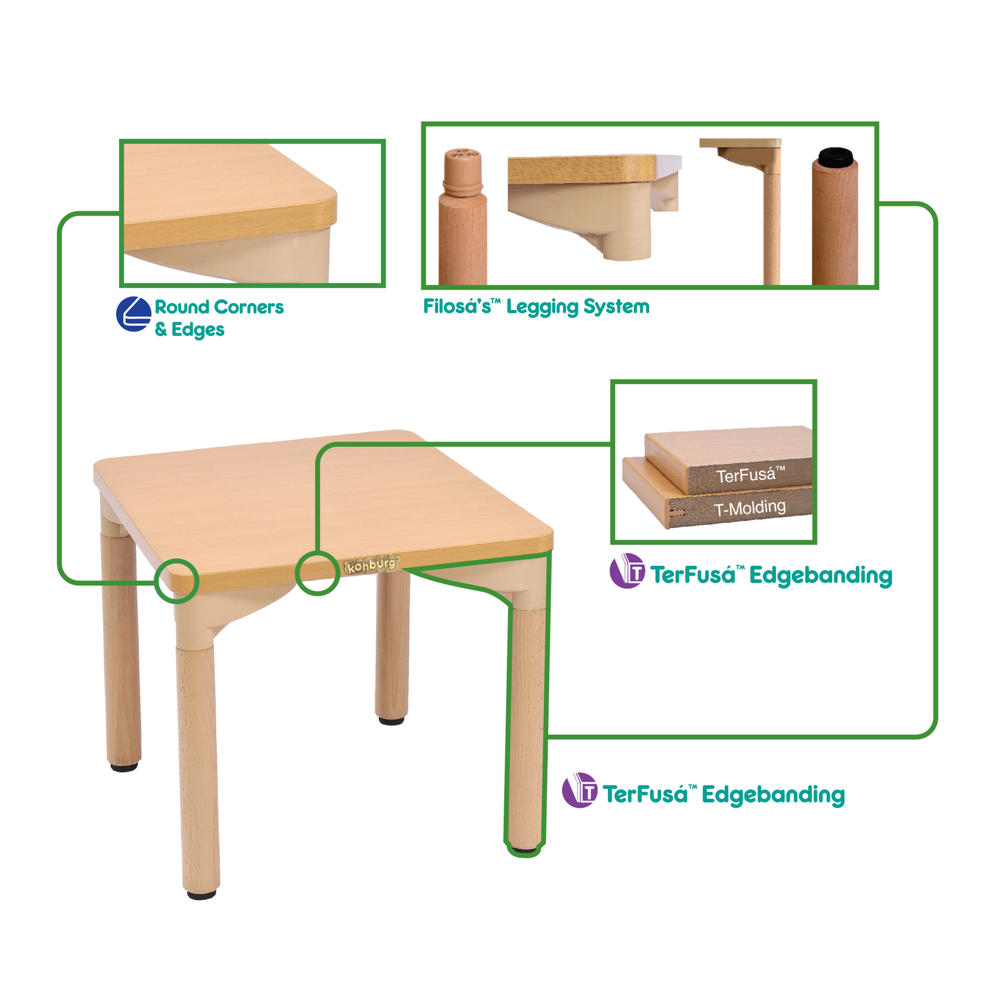 30" x 24" Rectangular Table - 20" Height