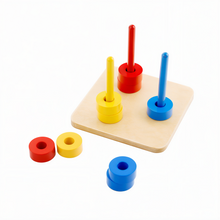 Colored Discs on 3 Colored Dowels