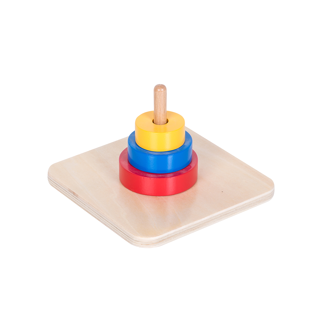 3 Colored Discs on Vertical Dowel