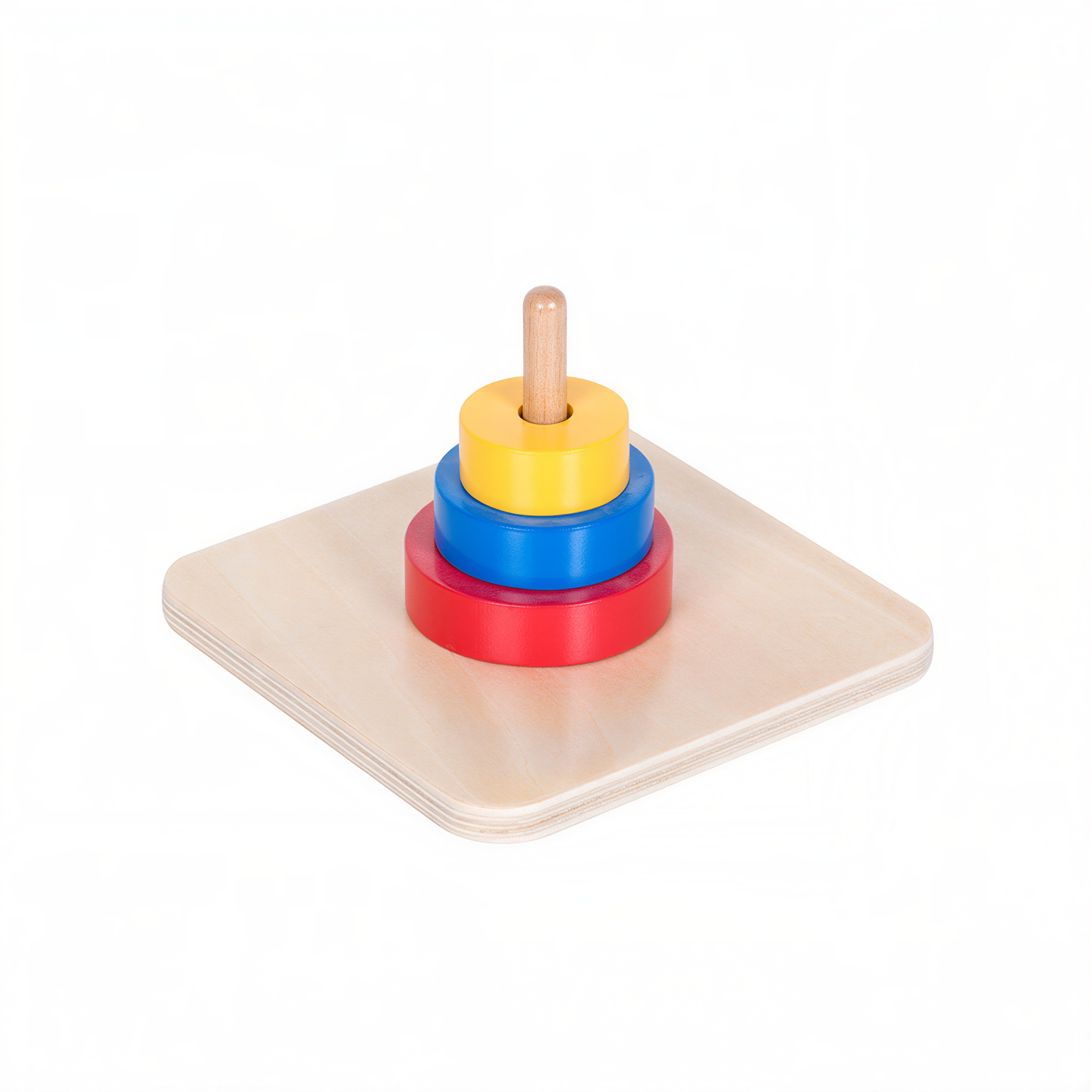 3 Colored Discs on Vertical Dowel