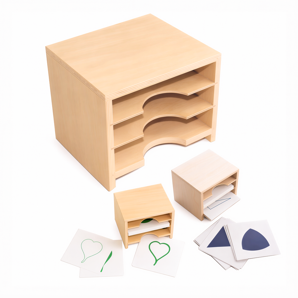 Cabinet for Geometric Form Cards & Leaf Cards (3 Shelves) – Montessori ...