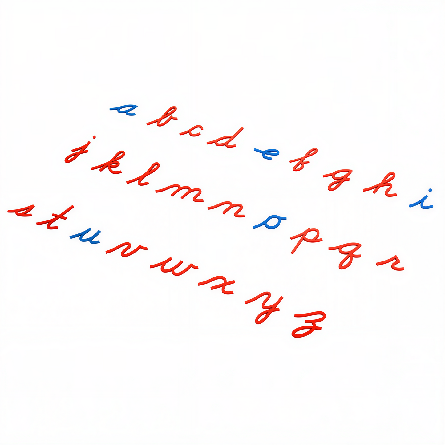 Small Movable Alphabet (Cursive, Mix Blue & Red)