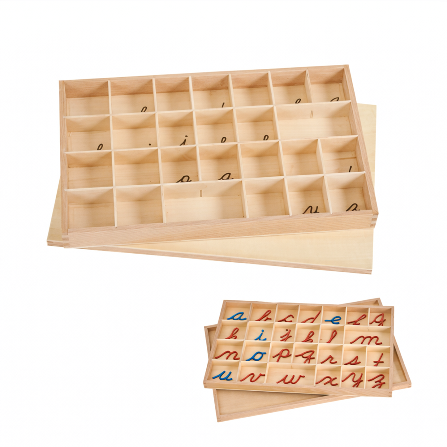 Small Movable Alphabet Box (Lower Case, Cursive)