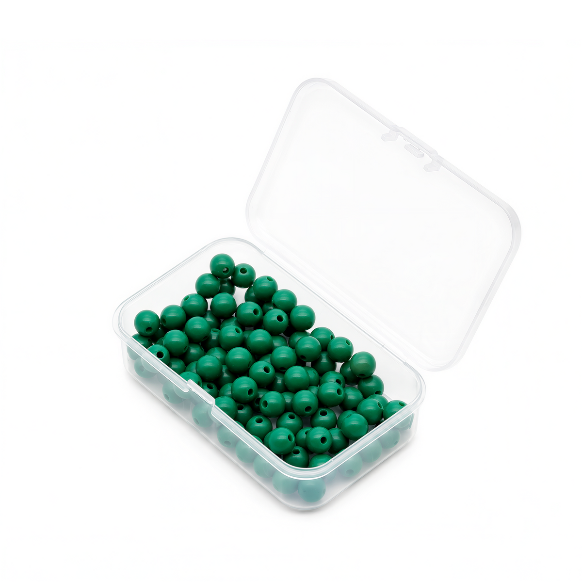 100 Green Beads with Plastic Box