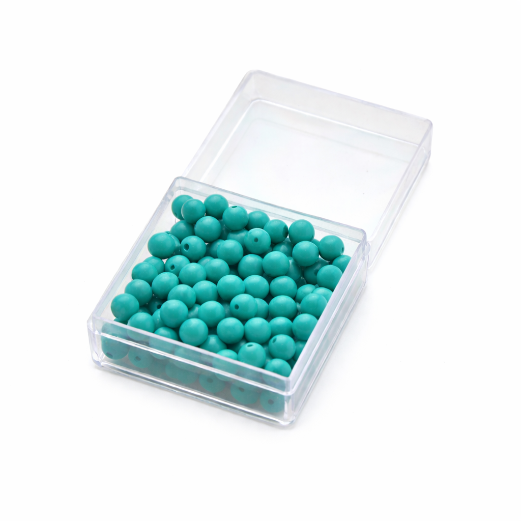 100 Green Beads with Plastic Box
