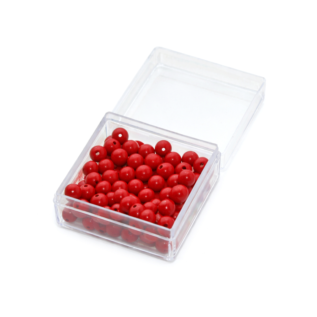100 Red Beads with Plastic Box