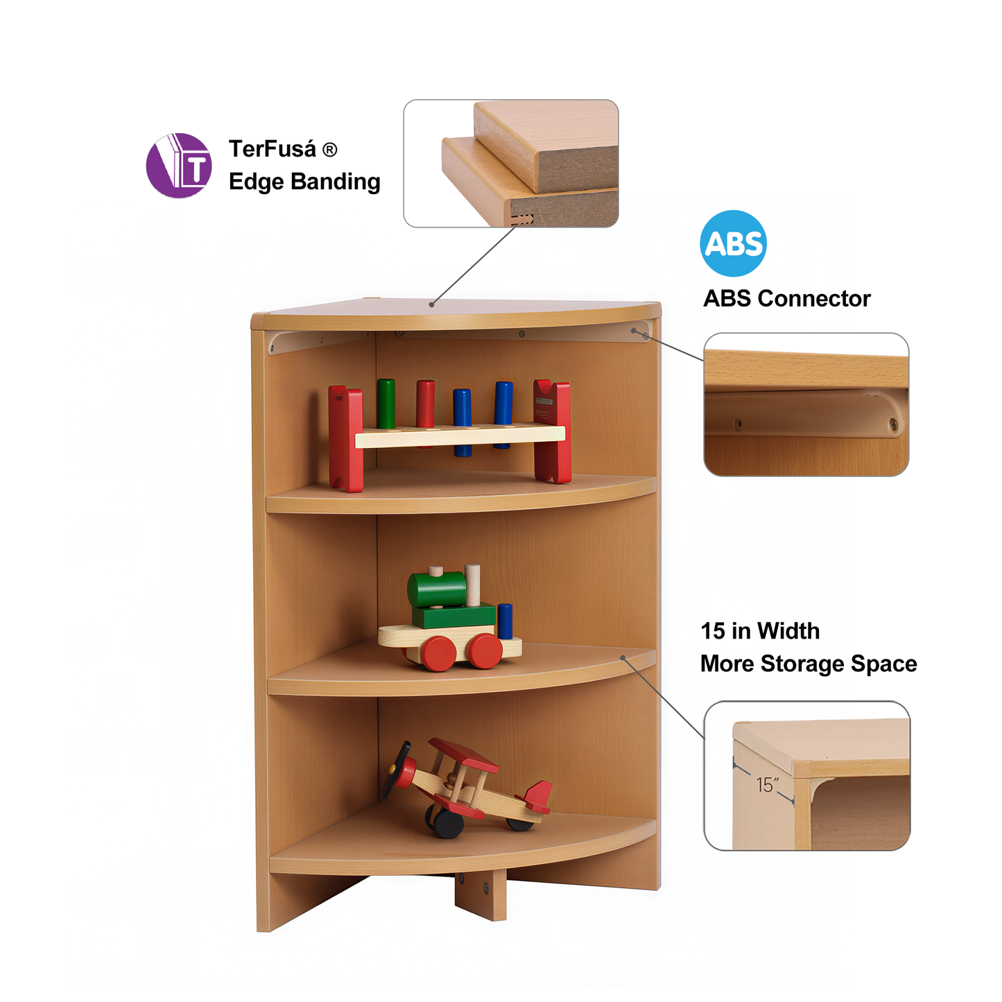 Corner Shelf 28" w/ Two Shelves