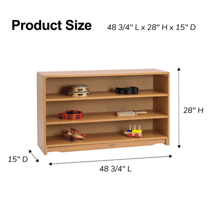 Closed Back Shelf 4' x 28" w/ Two Shelves