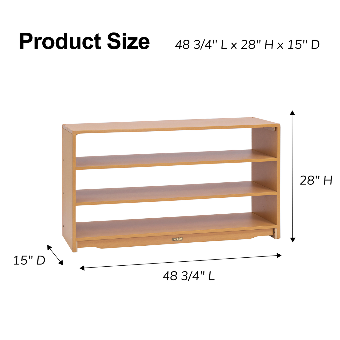 Open Back Shelf 4' x 28" w/ Two Shelves