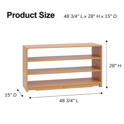 Open Back Shelf 4' x 28" w/ Two Shelves