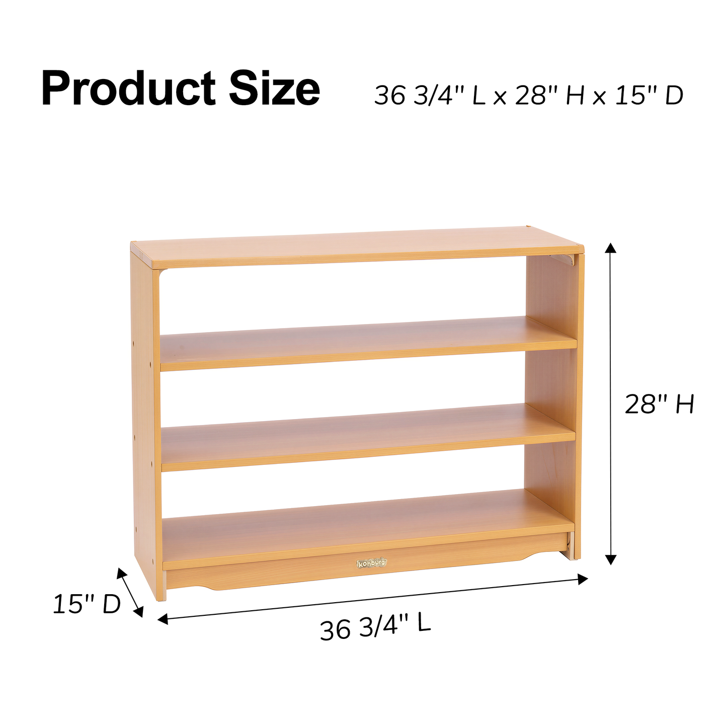 Open Back Shelf 3' x 28" w/ Two Shelves