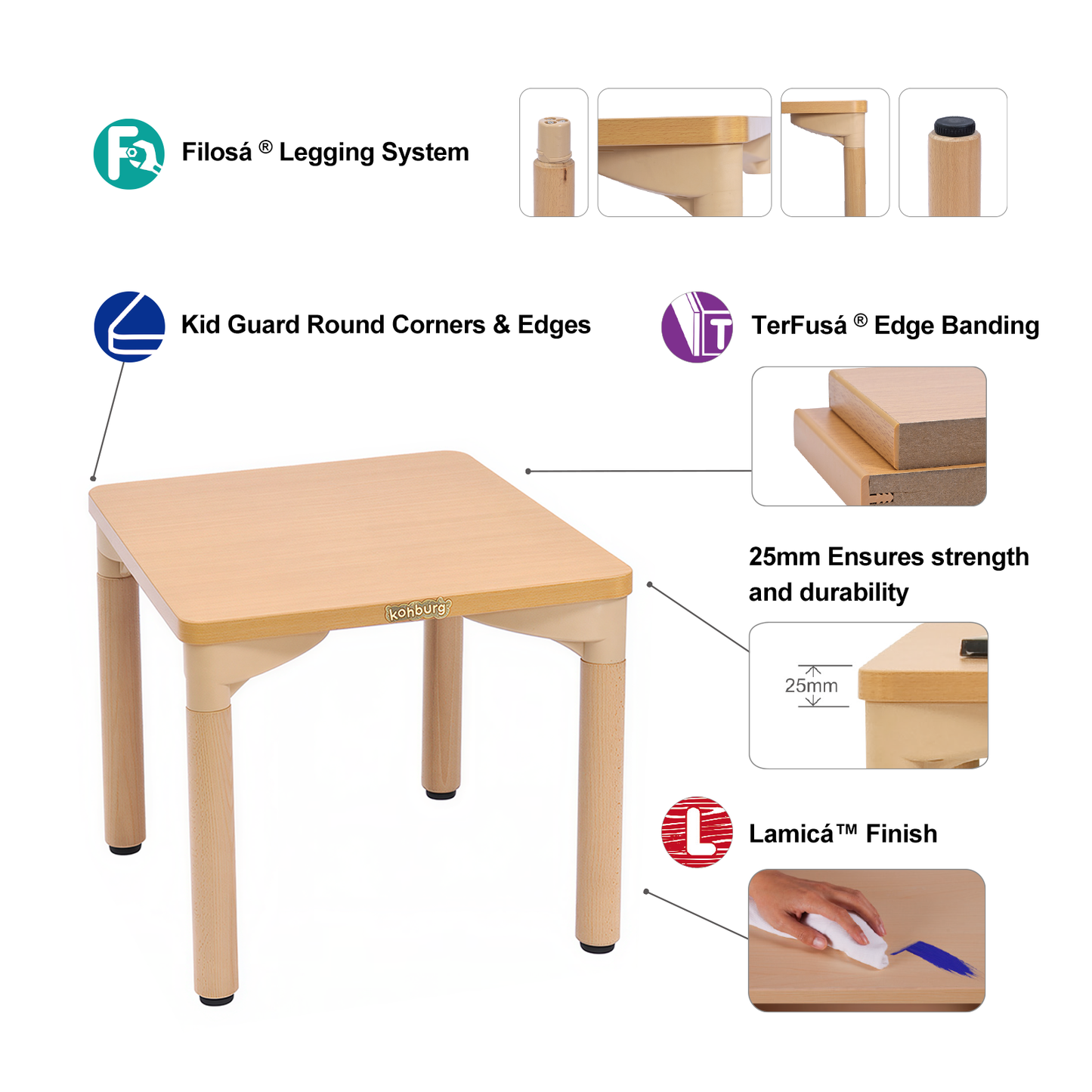 22" x 22" Square Table - 22" Height