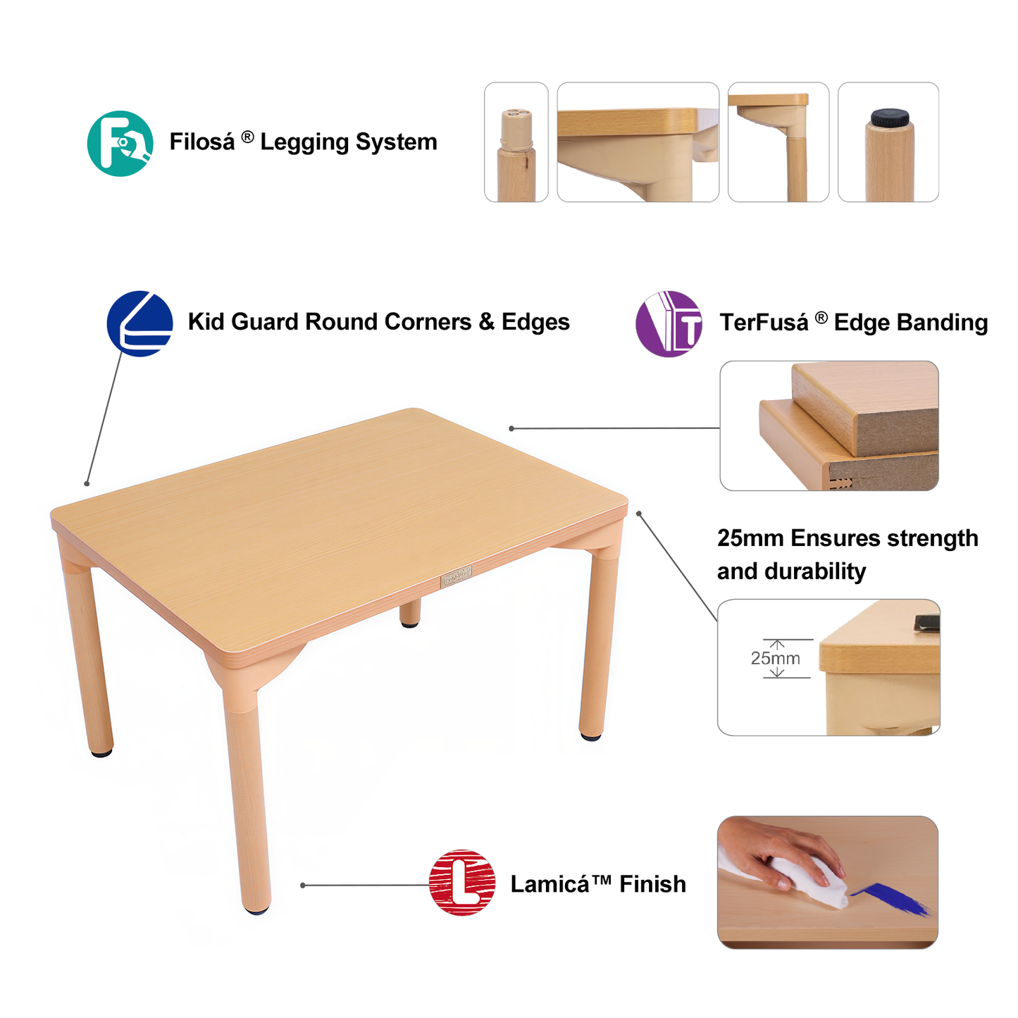 22" x 30" Rectangular Table - 20" Height
