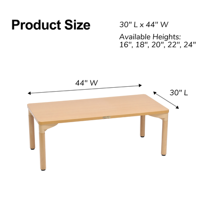30" x 44" Rectangular Table - 18" Height