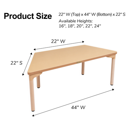22"/44" x 22" Trapezoidal Table - 22" Height