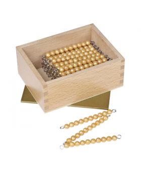 45 Golden Bead Bars of 10 with Wooden Box