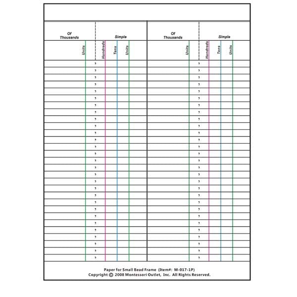 Paper for Small Bead Frame (50 Sheets)