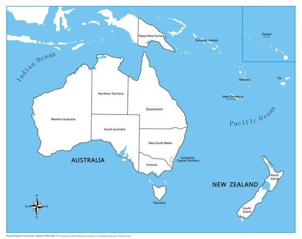 Labeled Map Of Australia Australia Control Map   Labeled