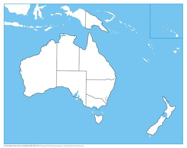 Контурная карта австралии и океании заполненная